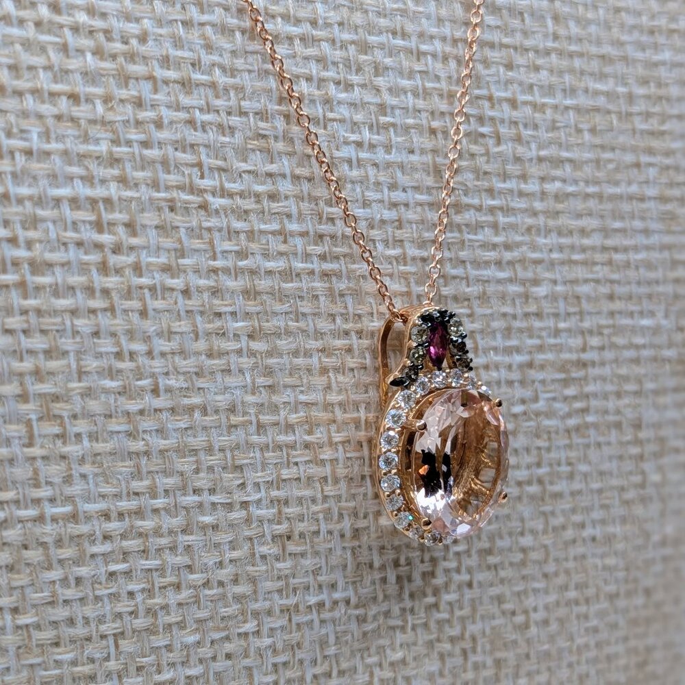 14K Gold Le Vian Morganite Pendant Necklace